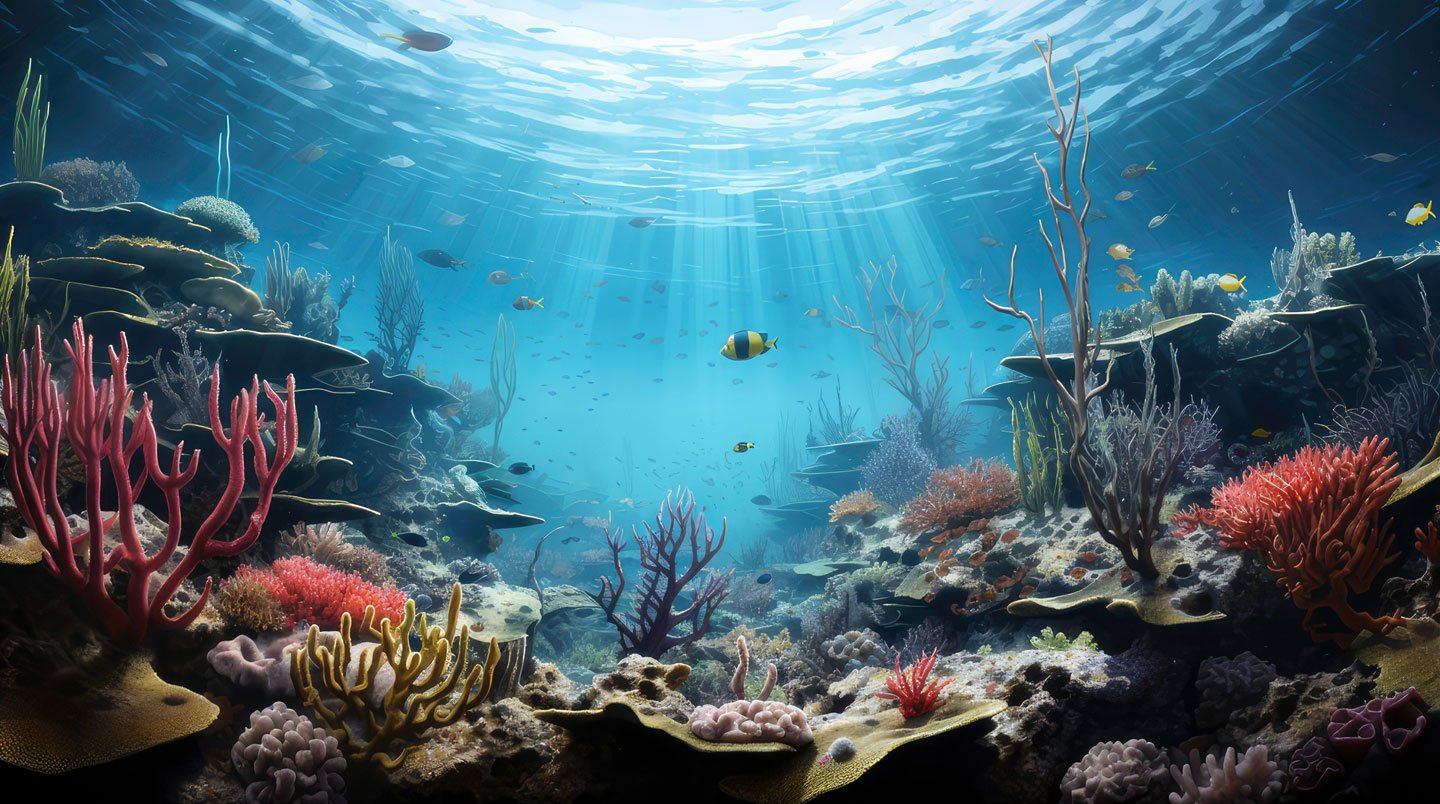 Schéma illustrant l'absorption des couleurs de la lumière en fonction de la profondeur sous-marine